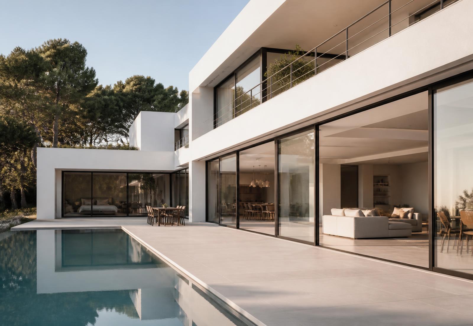 Baie vitrée aluminium sur maison contemporaine